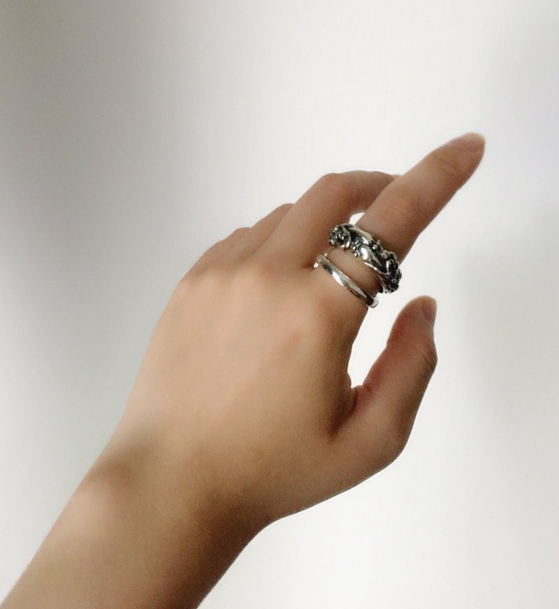 雙層925銀戒指 枝枒蔓延 - 戒指 - 銀 