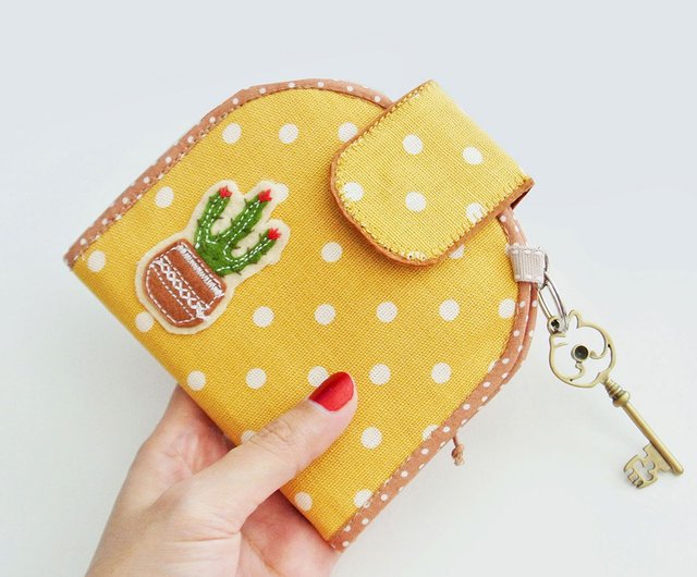 Card Holder Wallet Keychain Wallet Change Purse Cactus E