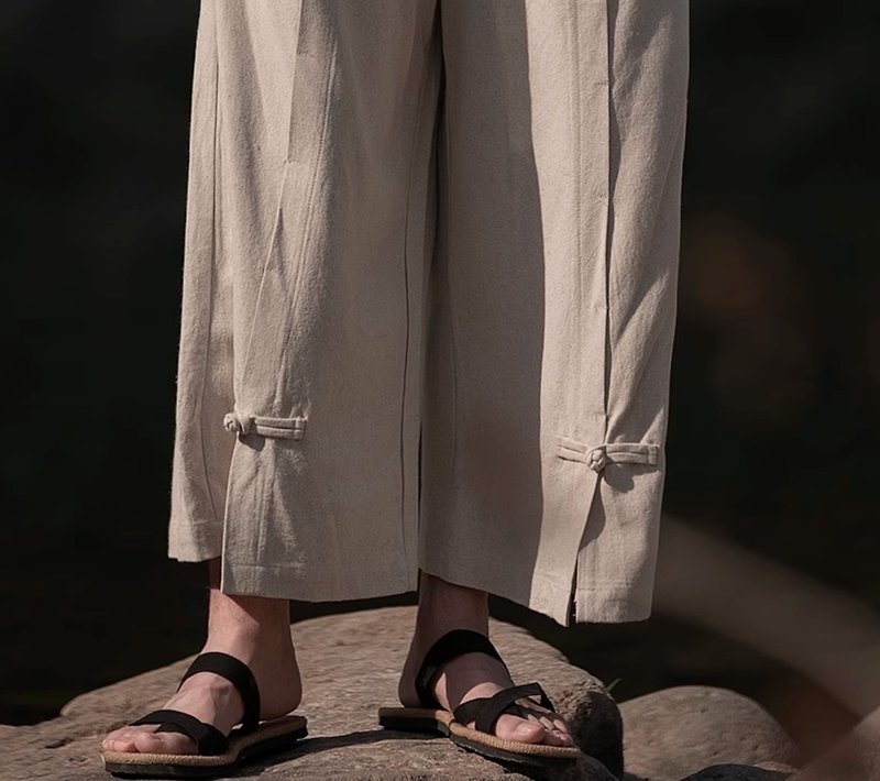 New Chinese style minimalist Chinese style retro loose bell-bottom pants - กางเกงขายาว - วัสดุอื่นๆ หลากหลายสี