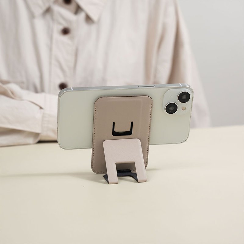 Ares + Magnetic Cell Phone Card Holder-Milk Oatmeal - Phone Stands & Dust Plugs - Other Materials 