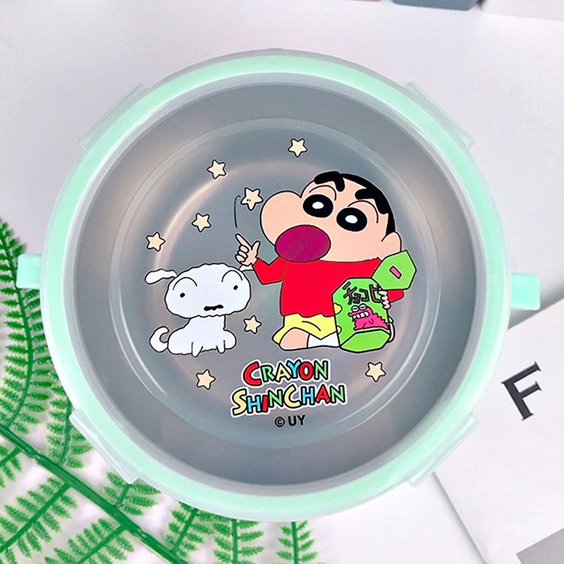 Crayon Shin-chan genuine Stainless Steel double-ear insulated dining bowl children's bowl - ถ้วยชาม - วัสดุอื่นๆ 