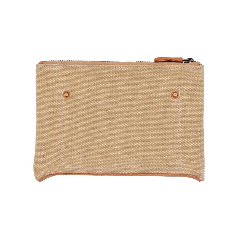 Leather base canvas case Medium Cream - Other - Other Materials Khaki