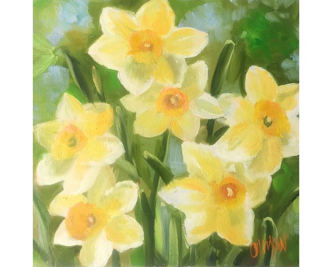 買得 オリジナル 水仙 水仙の絵 水彩 小花アート ウォールアート 花柄 絵画