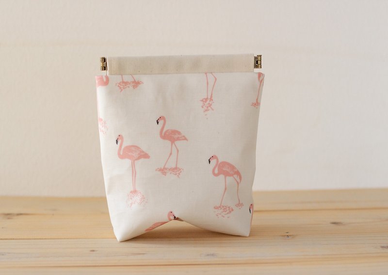Laminate pouch, Charger case, Cosmetic pouch, Ditty bag / Pink flamingo - Toiletry Bags & Pouches - Other Materials Pink