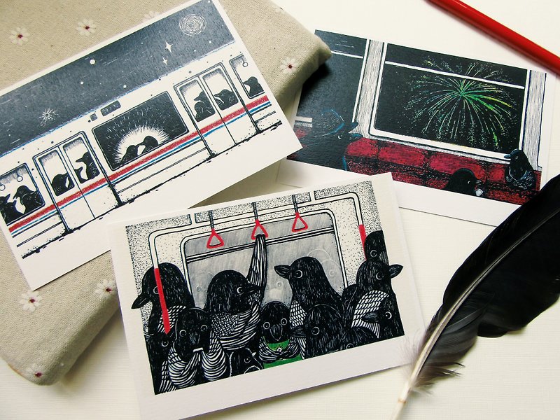 Train Story Series postcard series set - การ์ด/โปสการ์ด - กระดาษ หลากหลายสี