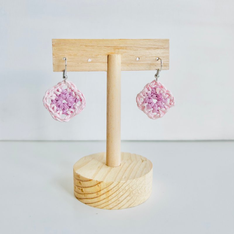 Candy Color Crochet Earrings Braided Earrings Crocheted Earrings Earrings - ต่างหู - ผ้าฝ้าย/ผ้าลินิน ขาว