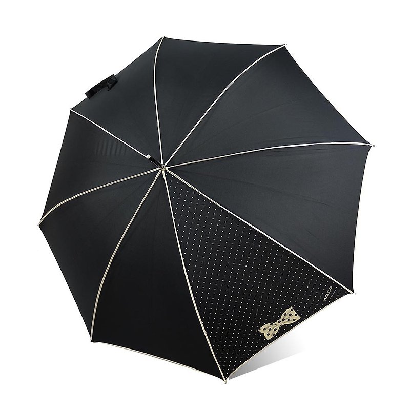 [Italy H.DUE.O] bow anti-UV straight umbrella - Umbrellas & Rain Gear - Waterproof Material Black