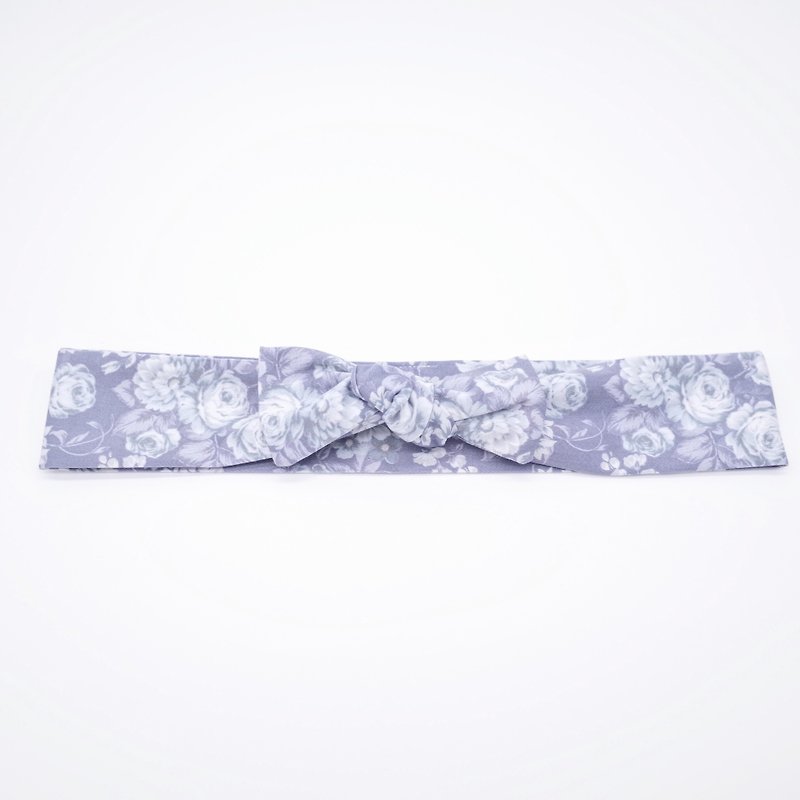 Flower blue strap hair band with handmade hair band limited hair band - Hair Accessories - Cotton & Hemp Blue