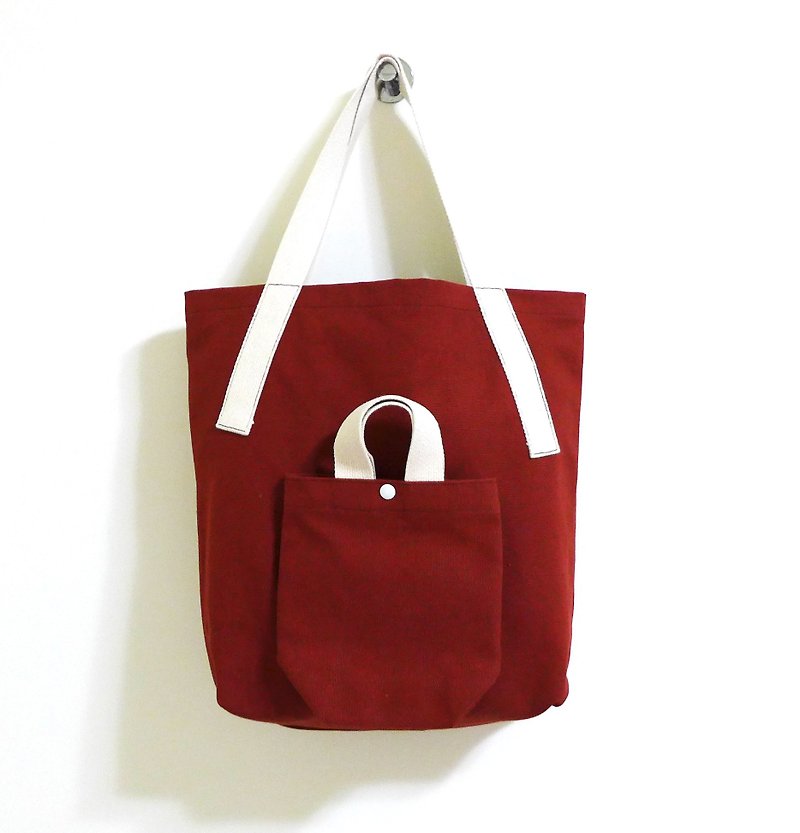 I am Yours series tote bags (brick red) - Messenger Bags & Sling Bags - Cotton & Hemp Multicolor