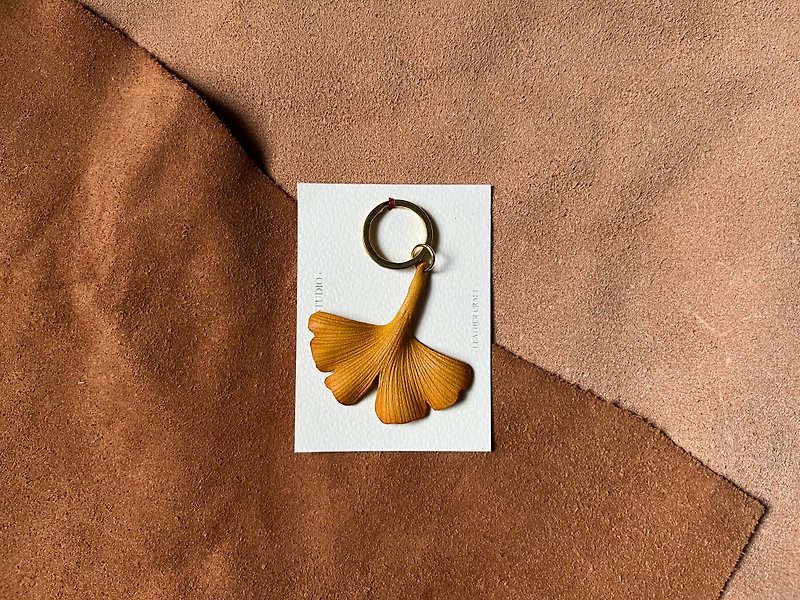 Yeebee-Ginkgo Biloba Blessing Keyring (Small) - Badges & Pins - Genuine Leather 