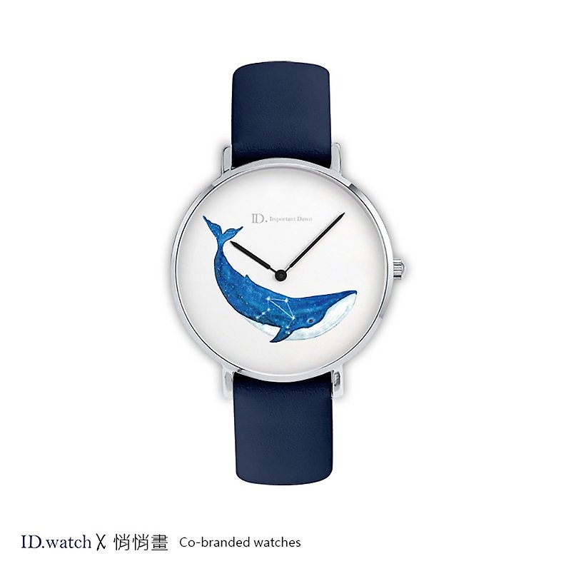 Joint Illustrated Watch - Constellation Whale - Libra_Scorpio_Aquarius_Giant Scorpio - Women's Watches - Genuine Leather Blue