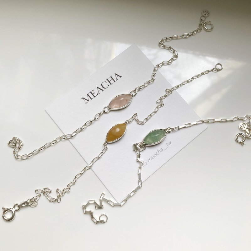 MEACHA - Marquise Semi- Gemstone Sterling Silver Bracelet - สร้อยข้อมือ - เครื่องประดับพลอย 