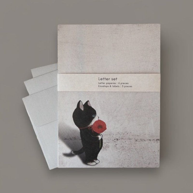 レターセット(子猫2柄/グレー封筒付) - 卡片/明信片 - 紙 