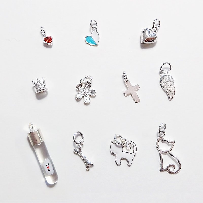 The pendant area can be added to any necklace, bracelet, key ring jewelry (excluding rice carving) - Charms - Sterling Silver 