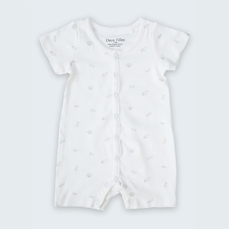 [Deux Filles Organic Cotton] Grey Shell Short Sleeve Bodypack - ชุดทั้งตัว - ผ้าฝ้าย/ผ้าลินิน สีเทา