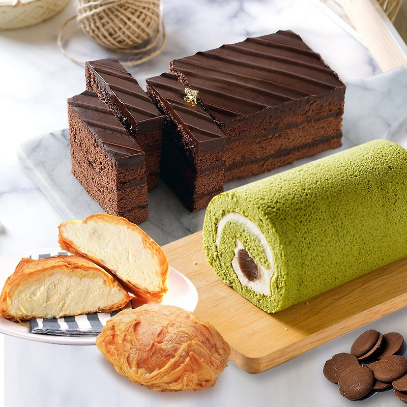 Free shipping Aibosuo [chocolate black gold brick + Three Gorges Biluo spring rolls + milk ice heart puffs * 5 into] - Cake & Desserts - Fresh Ingredients Green
