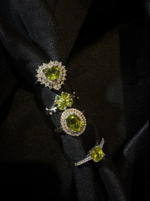 nuwu jewelry 女巫彩寶 初芽之心 • 純銀 s925 橄欖石 戒指 戒子 綠色 寶石 戒指