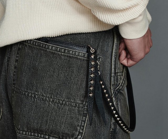 小物 CALEE LEATHER WALLET POUCH STUDS CHARM Calee Studs Charm Plane Leather Flap Half Studded Trifold