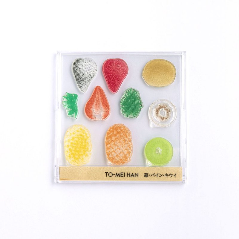 Layered Fruits: Strawberry, Pineapple, Kiwi Multi-Color Stamps - Ultra-Realistic Clear Stamps TO-MEI HAN - - ตราปั๊ม/สแตมป์/หมึก - เรซิน สีใส