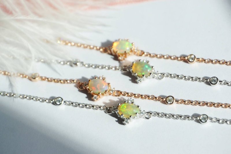 Natural Opal Bracelet Silver925, October birthstone Jewelry - 手鍊/手環 - 純銀 