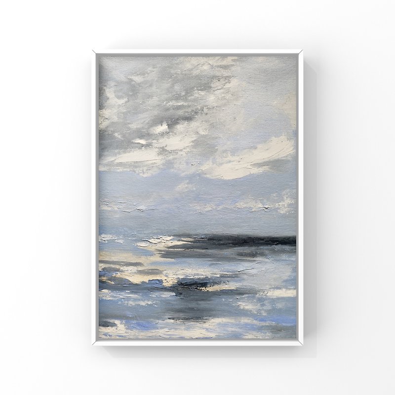 其他材質 海報/掛畫/掛布 - Original oil painting, abstract, white and blue sky
