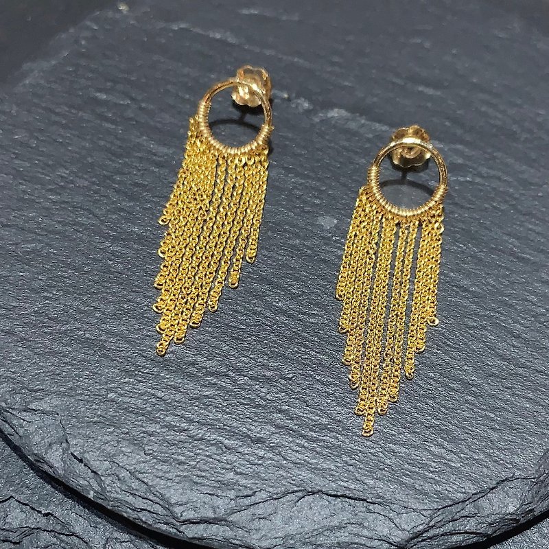 14KGF Tassel Dangle Earrings | 14K Gold Filled - ต่างหู - โลหะ 