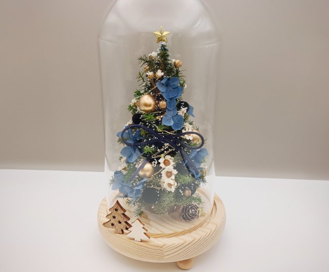 プリザーブドフラワー クリスマスツリー LEDガラスカバー 大