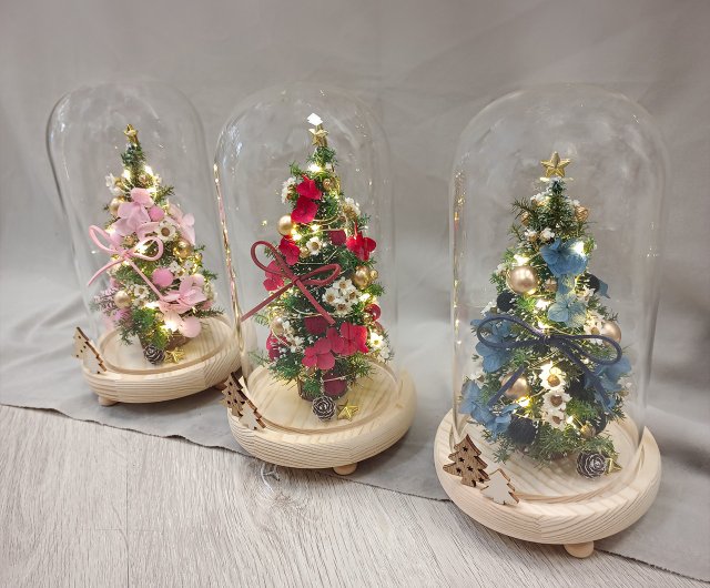 プリザーブドフラワー クリスマスツリー LEDガラスカバー 大