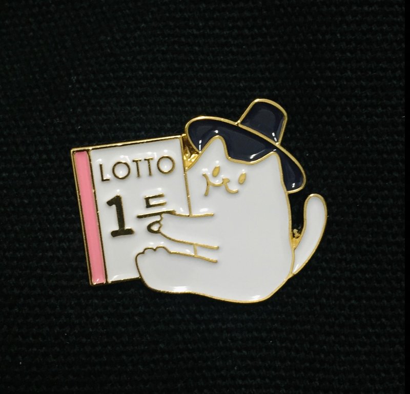 Korea Cat Badge - เข็มกลัด/พิน - โลหะ ขาว