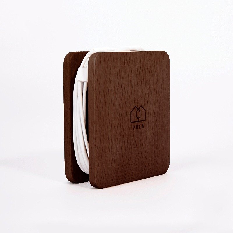 Log headphone reel box (walnut) ─ home office small gift packaging plus purchase lettering - Headphones & Earbuds Storage - Wood Brown