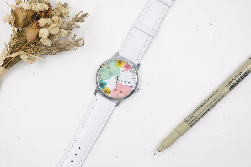 手寫英文字 句子 服務 手錶錶面 個人化 客製化 - 女裝錶 - 植物．花 黑色