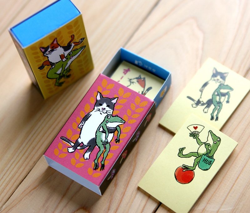 猫とカエルのマッチ箱　付箋 - 便條紙/memo紙 - 紙 紅色