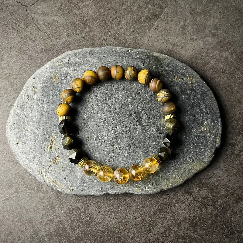 The Knight Citrine Bracelet, an elastic bracelet made with multi-stone beads. - สร้อยข้อมือ - คริสตัล สีทอง