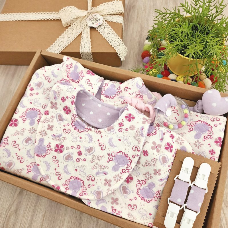 Soft knitted air cotton practical five-piece set of baby girl newborn gifts - ของขวัญวันครบรอบ - ผ้าฝ้าย/ผ้าลินิน สึชมพู