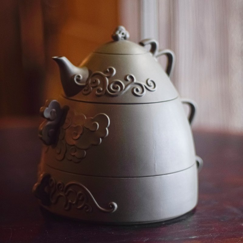 Keelung Mountain Tea Set - Teapots & Teacups - Pottery Red