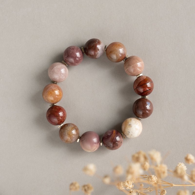 【Spring Sale】Milk Chocolate Coloured Alashan Agate genuine gemstones bracelet - Bracelets - Crystal Brown