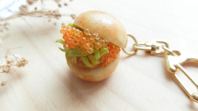 日本樹脂黏土 愛吃漢堡包鑰匙圈 - 鑰匙圈/鎖匙扣 - 黏土 多色