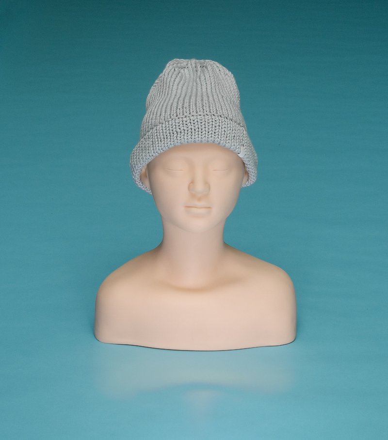 Plain - Light Gray OTB002 Hand Knitted Cap - Hats & Caps - Cotton & Hemp Gray
