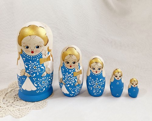 好日。戀物 【好日戀物】俄羅斯早期復古木窩娃娃套娃(一套)擺飾拍照收藏