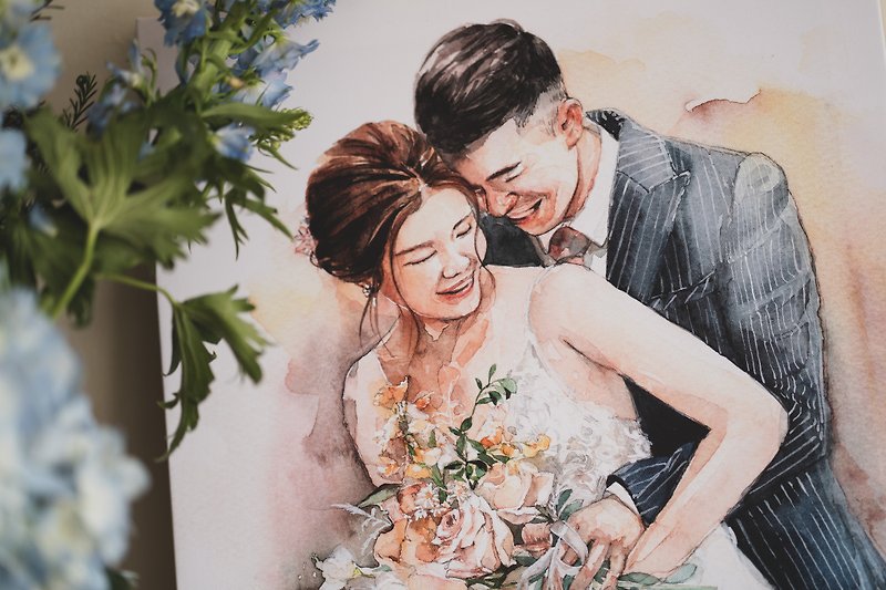 Custom framed paintings/hand-painted portraits/hand-painted wedding frameless paintings - Wedding Invitations - Other Materials 
