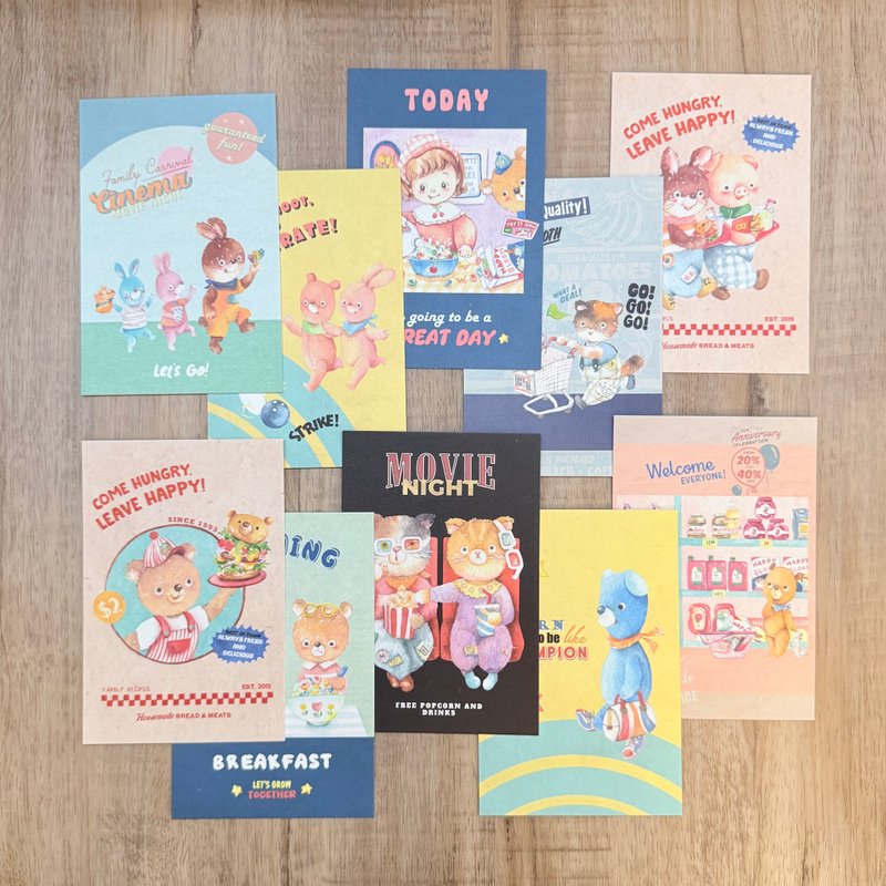 可愛美式風水彩明信片 - 卡片/明信片 - 紙 多色