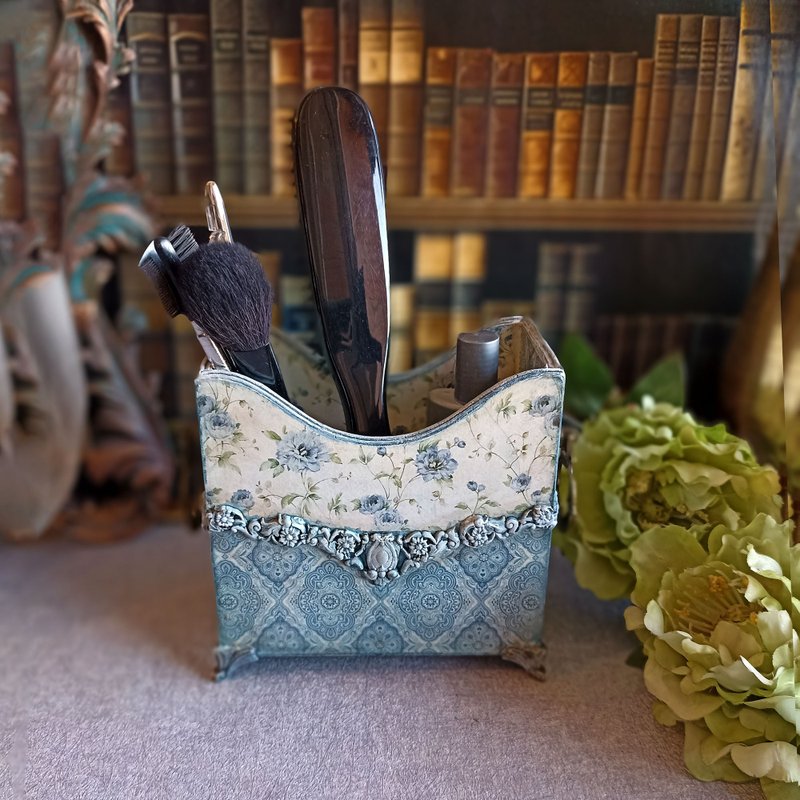 Pen Organizer,Desk Holder,Desktop Accessories,Cosmetics organizer,Classic style - กล่องเก็บของ - ไม้ สีน้ำเงิน
