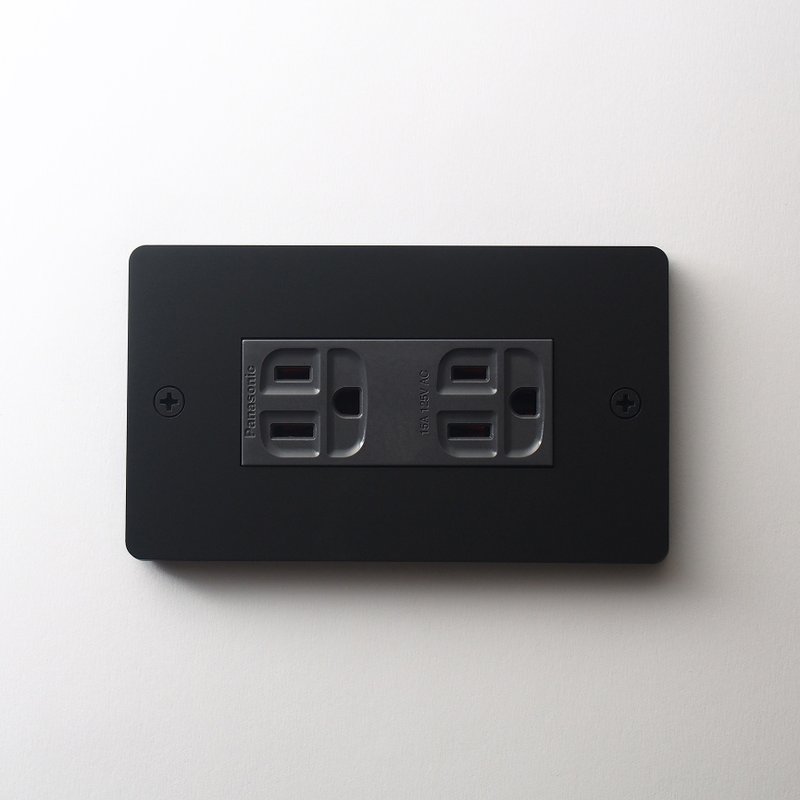 Standard switch panel matte black with Panasonic international brand double socket set with grounding - Lighting - Stainless Steel 