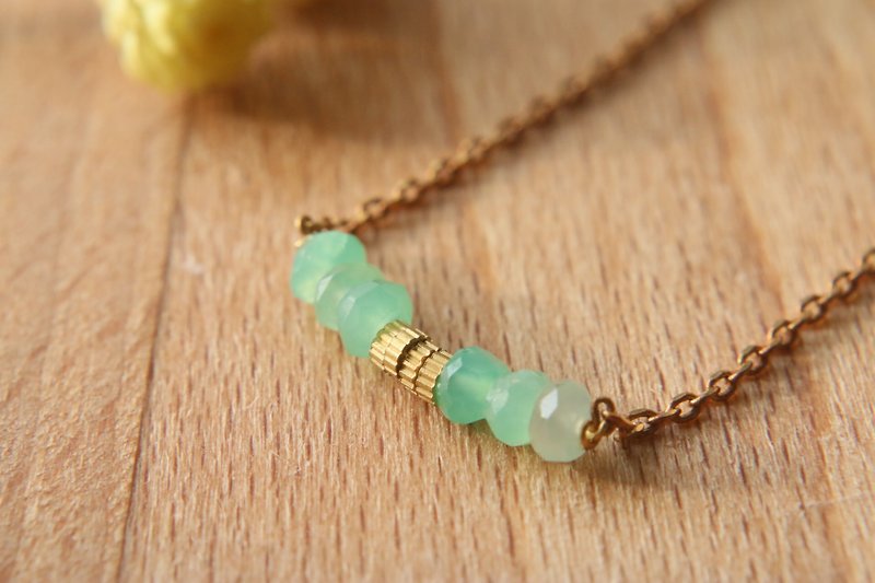 Chrysoprase natural stone brass necklace 1008 (attractive) - Necklaces - Gemstone Green