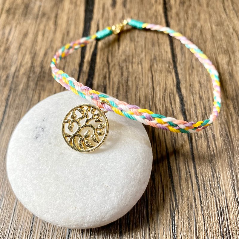 Handmade jewelry| Wax surf bracelet and anklet-five-color tree of life - Anklets & Ankle Bracelets - Cotton & Hemp 
