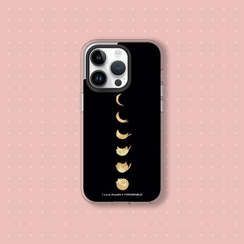 犀牛盾RHINOSHIELD Clear透明防摔手機殼∣ilovedoodle/貓咪月象-黑 for iPhone