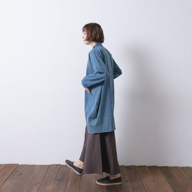 3-Dimensional tailored coat - Denim - Women's Casual & Functional Jackets - Cotton & Hemp Blue