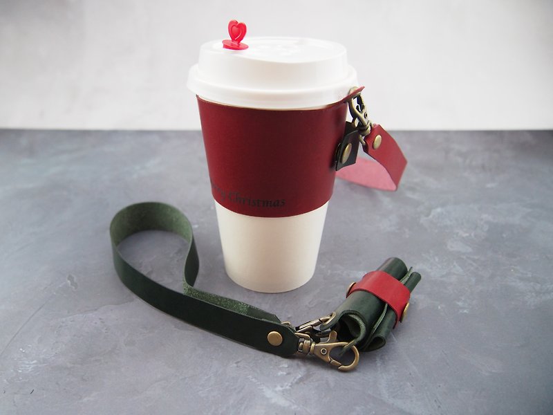 Environmental protection cup bag cup cover leather beverage storage can be washed - ถุงใส่กระติกนำ้ - หนังแท้ 