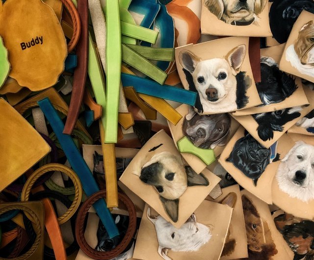 ペットの肖像画レザーキーホルダー うちの子 キーホルダー わんちゃん