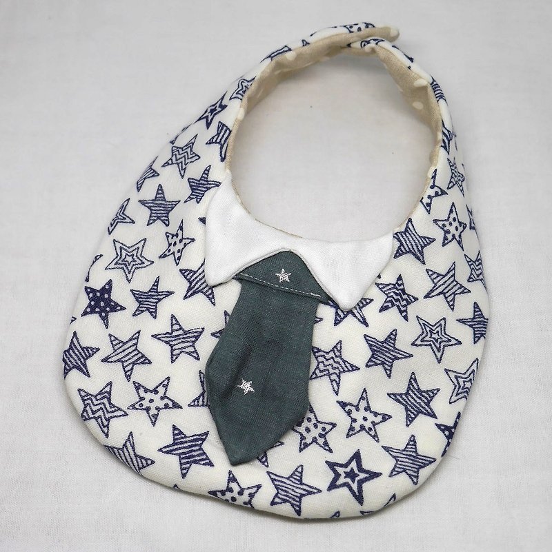 Japanese Handmade 8-layer-gauze Baby Bib / with tie - スタイ - コットン・麻 グレー